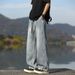 Men's Tencel Jeans – Summer Straight-Leg Relaxed Fit Pants With Airflow Fabric, Lightweight & Draped Wide-Leg Design, Casual Breathable Trousers_mkmklike.com