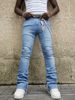 Men's Clothing New Men's Straight Jeans, Fashion Elastic Patch Denim Stacked Pants_mkmklike.com