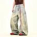 Distressed High Street Mud Wash Wide Leg Jeans For Men & Women - Vintage Blue Straight Denim Pants With Washed Effect_mkmklike.com