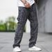 Men's Clothing Men's Fashion Jeans, Black Straight Leg Pocket Work Jeans NK361_mkmklike.com