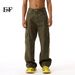 EF JEANS | 2024 New American Solid Color Large Pocket Overalls Army Green Casual Loose Straight Jeans_mkmklike.com
