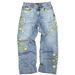 Men's Clothing Floral Embroidered Jeans Men Women - Loose Fit Straight Leg Distressed Denim Pants Vintage Wash Comfortable Cotton Blend Streetwear_mkmklike.com