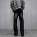 Retro American Style Washed Black Straight Leg Jeans, Loose High Street Workwear, Vibe Street Design Pants_mkmklike.com