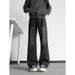Oblique-cut Jeans Men's Spring And Autumn Ruffian Handsome Design Pants American High Street Straight Casual Slightly Elongated Pants_mkmklike.com