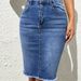 K New Elastic High Waist Grinding Edge Half Body Skirt Cowboy Bag Hip Skirt_mkmklike.com