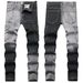 Men's Clothing Slim Spring Autumn Fit Mid-Waisted Color-Block Denim Cargo Pants Trendy Cotton Jeans Four Seasons Wear_mkmklike.com
