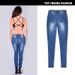 Women's Low-Rise Skinny Jeans – Stretch Denim Pencil Pants With Whiskering & Distressed Details (Blue, XS-2XL)_mkmklike.com