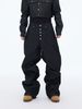 Vintage American Baggy Jeans For Men - Black Raw Denim Wide Leg Straight Fit With 5-Button Fly & Floor-Length Design_mkmklike.com