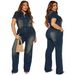 Tight Waist Slim Elastic Washed Denim Jumpsuit Straight Loose Jumpsuit_mkmklike.com