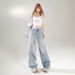 Women's Clothing Retro Low Waist Hot Girl Loose Wide Leg Pants All Match Spring And Summer Straight Jeans_mkmklike.com