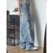 BOY Light Blue Vintage Scimitar Jeans For Men, High Street Design, Loose Casual Versatile Straight Wide-Leg Cargo Pants_mkmklike.com