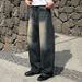 Vintage Washed Blue Straight Leg Jeans For Men – Korean Style Denim Pants For Summer_mkmklike.com