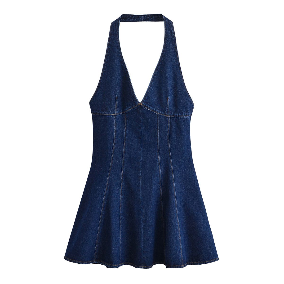 Foreign Trade Cross-Border Women's Clothing 2025 Summer European And American Fashion Versatile Simple Halter Neck Denim_mkmklike.com