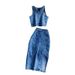 Women's Clothing Spring New Slim Fit Zipper Short Denim Camisole Two Piece Suit_mkmklike.com