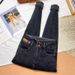 Women's High-Waisted Skinny Jeans – Stretch Fleece-Lined Winter Pants, Slim Fit & Ankle-Length, Deep Gray Blue For Everyday Comfort_mkmklike.com