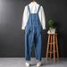 Pure American Retro Workwear Denim Overalls Trendy Brand Straight Loose Jumpsuit Men's Youth Striped Suspender Pants_mkmklike.com