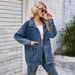 Distressed Denim Jacket Women's Casual Oversized Streetwear Coat With Detachable Hood, Fall Fashion Long Sleeve Loose Fit Washed Blue & Grey_mkmklike.com
