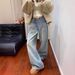 Gypsophila Rhinestone Heavy Craft Jeans For Women, Autumn And Winter Design, Loose Straight Wide-Leg Slimming Pants With_mkmklike.com