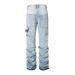 Hippie Trend Niche Denim Men's Washed Vintage Frayed Heavy Pleated Design Personality Flared Pants_mkmklike.com
