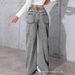 Grey Straight Leg Jeans for Women Stretchy Slimming Floor Length Denim Pants European American Style Hot Selling Cross Border E Commerce Item_mkmklike.com