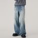 Men's Clothing Men's Splatter Paint Denim Jeans – Loose Fit High Street Wide Leg Pants, Vintage Washed & Artistic Spray Design, Comfort Stretch, Blue_mkmklike.com