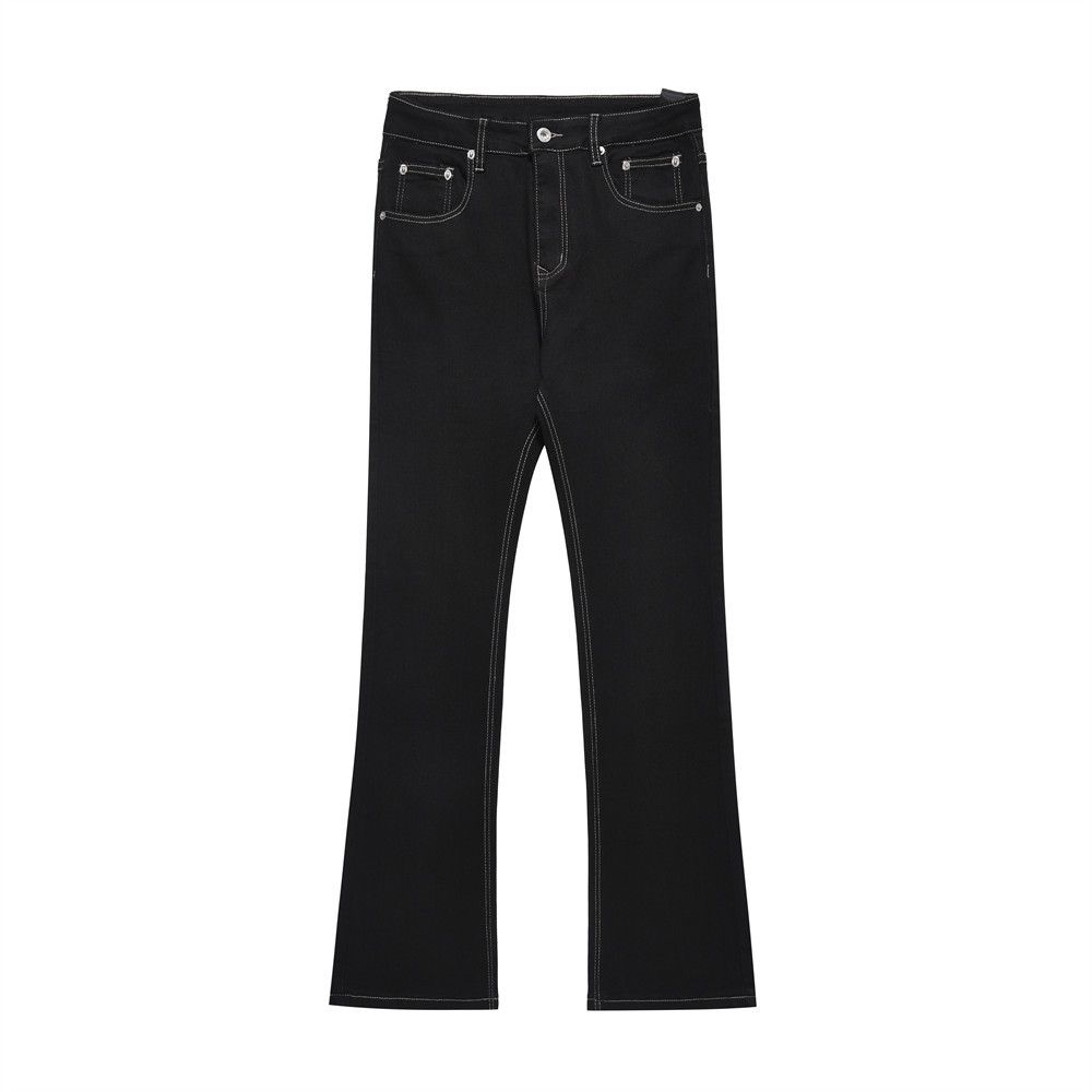Vibe American High Street Micro-pull Jeans Men's Trend Fashion Ruffian Handsome Loose Series Bright Line Wide-footed Horn Trousers_mkmklike.com
