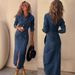 K Fashionable And Casual Multi Button Long Sleeved Denim Mid Length Dress_mkmklike.com