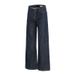 Dark Blue Wide-Leg Jeans For Men 2025 Summer Thin Loose Draped Trendy Straight-Leg Floor-Length Pants_mkmklike.com