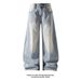 Men's Bamboo Joint Washed Curved Jeans Loose Wide Leg Casual Trousers Mid Waist Straight Pants Autumn Style High Street Vibe Black Blue_mkmklike.com