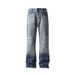 Men's Clothing Autumn Niche Design Pants Cat Whisker Faded Jeans - Retro American Straight Leg With Subtle Flare For Autumn (Black & Blue, 7 Sizes)_mkmklike.com