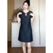 ELLE ELLE French Style High-End Denim With Textured Waist Slimming Lace-Up 2025 Summer Versatile Elegant Dress_mkmklike.com
