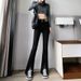 Micro-flared Pants 2025 Autumn And Winter New High-waisted Floor-length Straight Slim-fit Pencil Split Denim Women's_mkmklike.com