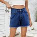 Women's Washed Denim Shorts - Slimming High Waist Stretch Hot Pants Versatile Casual Distressed Jean Shorts For Women_mkmklike.com