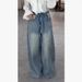 Women's Rhinestone Patchwork Jeans Bow Tie Detail Sexy Loose Fit Denim Retro American Style_mkmklike.com