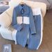 Cowboy Splicing Fashion Casual Set Spring And Autumn New Style Long Sleeve Top+Wide Leg Long Pants Two Piece Set_mkmklike.com