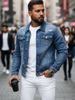Men's Slim Fit Denim Jacket Spring Versatile With Slight Stretch Polyester Fabric_mkmklike.com