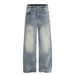 Men's Premium Washed Blue Jeans High Street Style Retro Bamboo Texture Design Denim_mkmklike.com