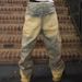 Men's Embroidered Washed Denim Jeans High And Low Waist Straight Leg Wide Leg Trousers European American Style_mkmklike.com