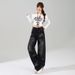 2026 Spring New Fashion Women's High-Waisted Slimming Denim Pants With Sparkling Rhinestones, Versatile Floor-Length_mkmklike.com