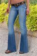 High Waisted Retro Workwear Denim Flared Pants For Women Trendy Slim Fit Long Jeans Spring/Autumn_mkmklike.com