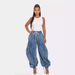Women's Clothing Summer elastic waist drawstring tie leg bow loose slim straight jeans women's casual trousers_mkmklike.com
