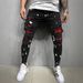 Men's Slim Fit Ripped Pants New Men's Paint Patch Jeans_mkmklike.com