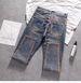 Korean Version Of Trend Light Luxury Small Feet Slim Denim Trousers Men's Thin Design Sense Personalized Paint Printing High-end Casual Trousers_mkmklike.com