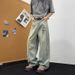 Men's Retro Distressed Wide Leg Jeans Plus Size Loose Straight Leg Floor Length Spring/Summer Style_mkmklike.com