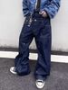Men's Streetwear Double Waistband Patchwork Jeans – Loose Straight Leg Hip Hop Denim Pants (Black/White/Gray, S-XXXL)_mkmklike.com