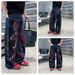 Men's Clothing Style High Street Loose Straight Leg Jeans Color Blocked Faux Ripped Mid Waist Cotton Long Skinny Pants_mkmklike.com