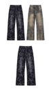 High-street Washed Distressed Jeans, Vibe Jacquard Jeans For Men, High-waisted, With A Raised Crotch To Make Legs Look Longer, Curved Flare Jeans._mkmklike.com