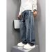 Men's Clothing Men's Retro High Street Style Elastic Waist Jeans Straight Leg Pants Casual Versatile Design Spring Autumn_mkmklike.com