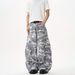 American High Street Gray And White Camouflage Washed Wide-leg Scimitar Jeans Men's And Women's Trendy Brand Loose Casual Versatile Straight-leg Pants_mkmklike.com