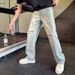 Men's Washed Vintage Ripped Jeans Thin Summer Style Casual Straight Leg Pants For Spring And Autumn_mkmklike.com